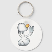 Witte Gans Van Achteren Domme Vogel Sleutelhanger (Voorkant)