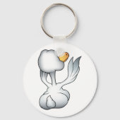 Witte Gans Van Achteren Domme Vogel Sleutelhanger (Achterkant)