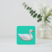 Witte gans vierkante visitekaartje (Staand voorkant)