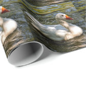 Witte gans zwemmen op water cadeaupapier (Rol Hoek)