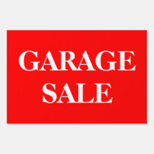 Witte GARAGE SALE op Rood