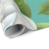 Witte gardenia bloemen cadeaupapier (Rol Hoek)