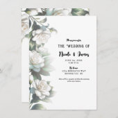 Witte Gardenia Bloemen Elegant Bloemen Bruiloft Kaart (Voorkant / Achterkant)