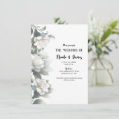 Witte Gardenia Bloemen Elegant Bloemen Bruiloft Kaart (Staand voorkant)