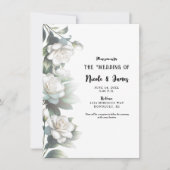 Witte Gardenia Bloemen Elegant Bloemen Bruiloft Kaart (Voorkant)