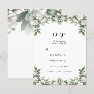 Witte Gardenia Bloemen Elegante Bloem Bruiloft RSV Kaart