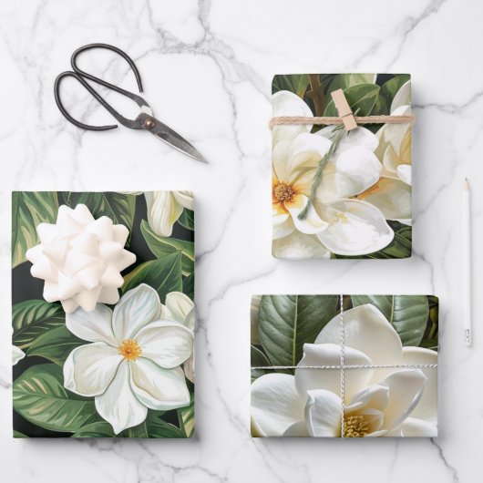 Witte gardenia bloemen inpakpapier vel (Voorkant)