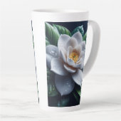 Witte Gardenia Bloemen Latte Mok (Rechterhoek)