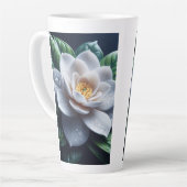 Witte Gardenia Bloemen Latte Mok (Linkerhoek)
