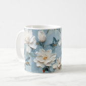 Witte Gardenia Bloemen Patroon Koffiemok (Voorkant links)