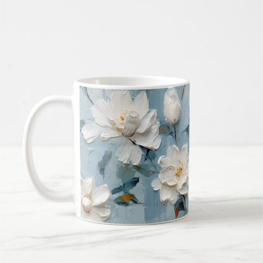 Witte Gardenia Bloemen Patroon Koffiemok (Links)