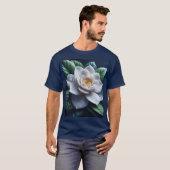 Witte Gardenia Bloemen T-shirt (Voorkant volledig)