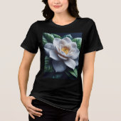 Witte Gardenia Bloemen Tri-Blend Shirt (Voorkant)