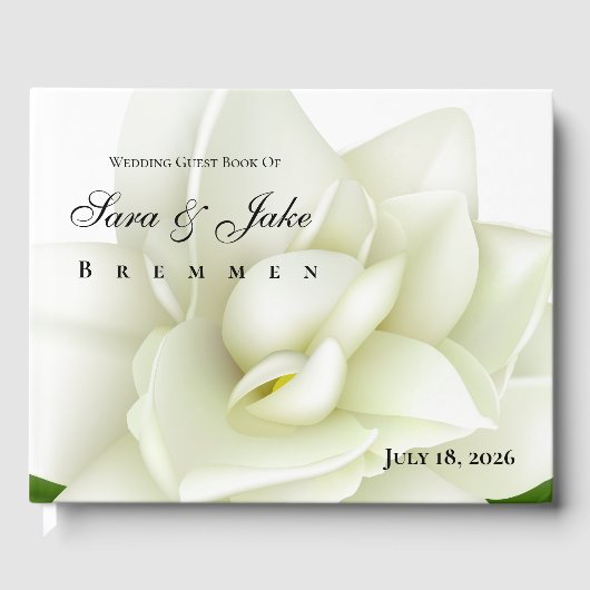 Witte Gardenia Bruiloft Gastenboek (Voorkant)