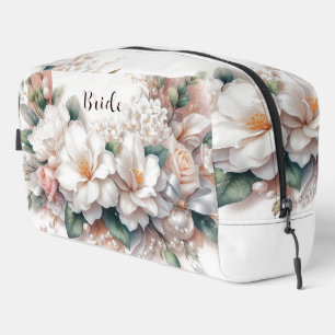Witte Gardenia en Parels Bloemen Toilettas Toilettasje
