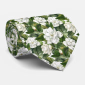 Witte Gardenia Floral gepersonaliseerd Stropdas (Opgerold)