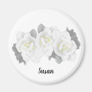 Witte Gardenia Flowers op White Magneet