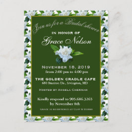 Witte Gardenia Groene Bladeren Bruidsdouche Briefkaart