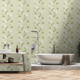 Witte Gardenia Roos Pastelgrijze Achtergrond Patro Behang