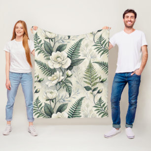 Witte Gardenia Salie Varens Bos Bloemen Fleece Deken