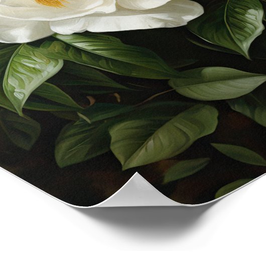 Witte Gardenias Bloemenkunst Print Poster (Hoek)