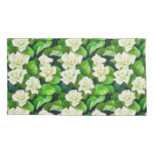 Witte Gardenia's en Jade Groene Bladeren Kussensloop (Achterkant)