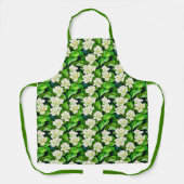 Witte Gardenia's en Jade Groene Bladeren Schort (Voorkant)