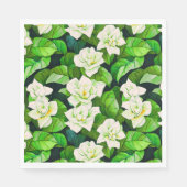 Witte Gardenia's en Jade Groene Bladeren Servet (Voorkant)