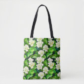 Witte Gardenia's en Jade Groene Bladeren Tote Bag (Voorkant)