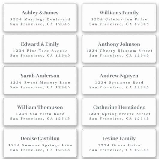 Witte Gast Adresetiketten BESTEL 6" of 8" vel! Sticker (Voorkant)