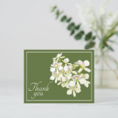 Witte geaderde orchideeën groene achtergrond dank  briefkaart (Staand voorkant)