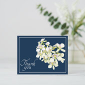 Witte geaderde orchideeën Navy achtergrond Bedankt Briefkaart (Staand voorkant)