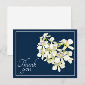 Witte geaderde orchideeën Navy achtergrond Bedankt Briefkaart (Voorkant / Achterkant)