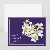 Witte geaderde orchideeën paarse achtergrond dank briefkaart (Voorkant / Achterkant)
