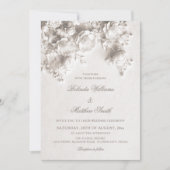Witte gebeeldhouwde bloemen 3D rozen bruiloft Kaart (Voorkant)