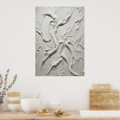 Witte gebeeldhouwde gipsstructuur Abstract Minimaa Poster (Keuken)