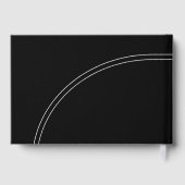 Witte gebogen lijnen en typografie zwarte bruiloft gastenboek (Achterkant)