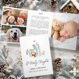 Witte Geboorte Religieuze Kerstmis Drieluik Wenskaart