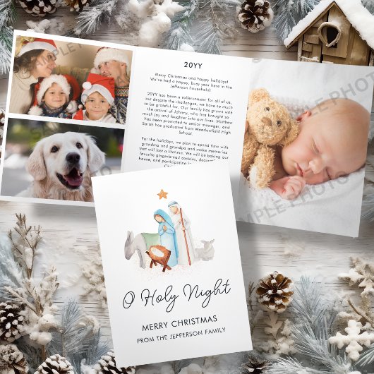 Witte Geboorte Religieuze Kerstmis Drieluik Wenskaart