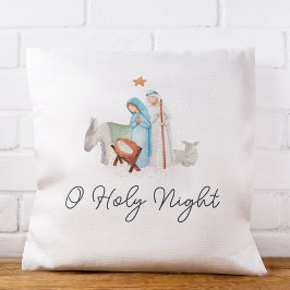 Witte Geboorte Religieuze Kerstmis Kussen