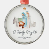 Witte Geboorte Religieuze Kerstmis Metalen Ornament (Voorkant)