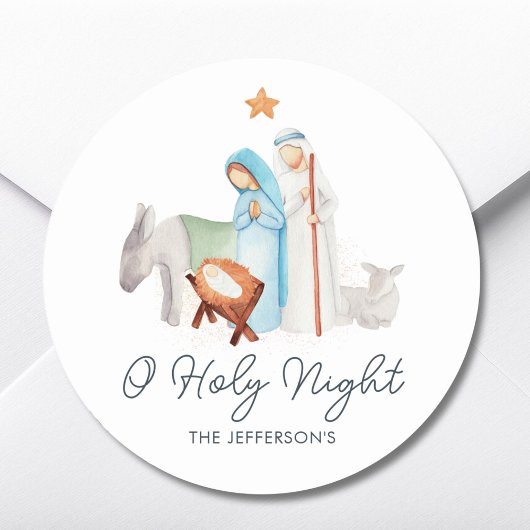 Witte Geboorte Religieuze Kerstmis Ronde Sticker