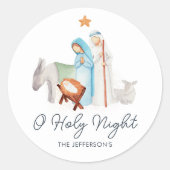 Witte Geboorte Religieuze Kerstmis Ronde Sticker (Voorkant)