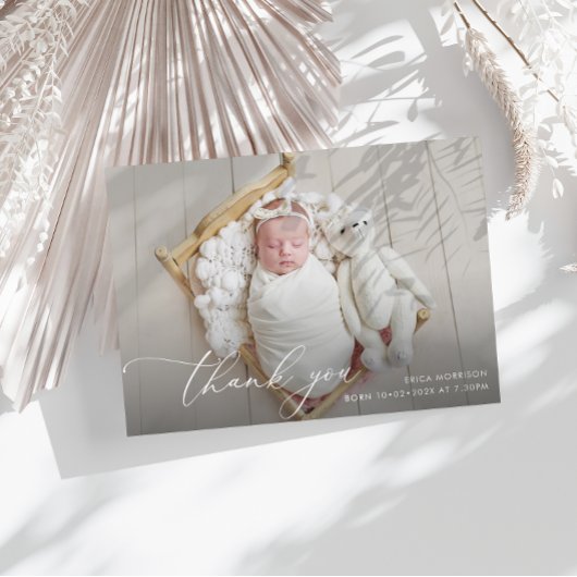 witte geboorteaankondiging kaart