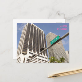 Witte gebouwen palmbomen Miami Florida reizen Briefkaart