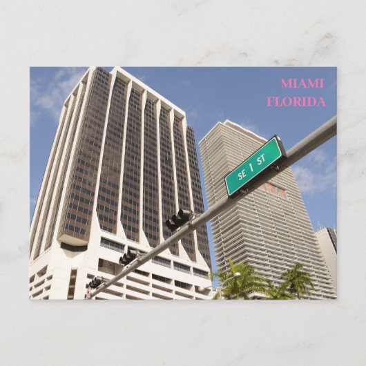Witte gebouwen palmbomen Miami Florida reizen Briefkaart (Voorkant)