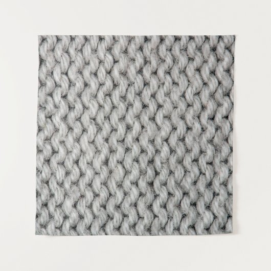 Witte gebreide woltextuur, close-up foto. wandkleed (Voorkant)