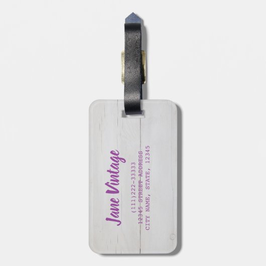 Witte gebruikte houtstructuur als achtergrond bagagelabel (Achterkant verticaal)