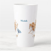 Witte gedroogde bloemen latte mok (Voorkant)
