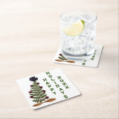 Witte Gedroogde Druk Bloem Kerstboom Kartonnen Onderzetters (Insitu)